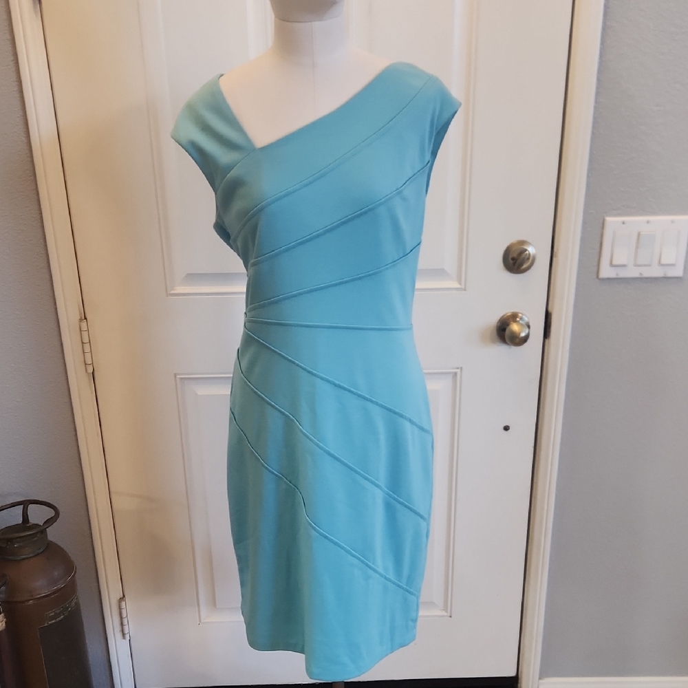 Maggy London Turquoise One-Shoulder Dress